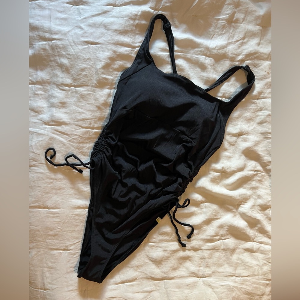 Summersalt One Piece Maternity Ribbed Cinched Current; Size 6; Black